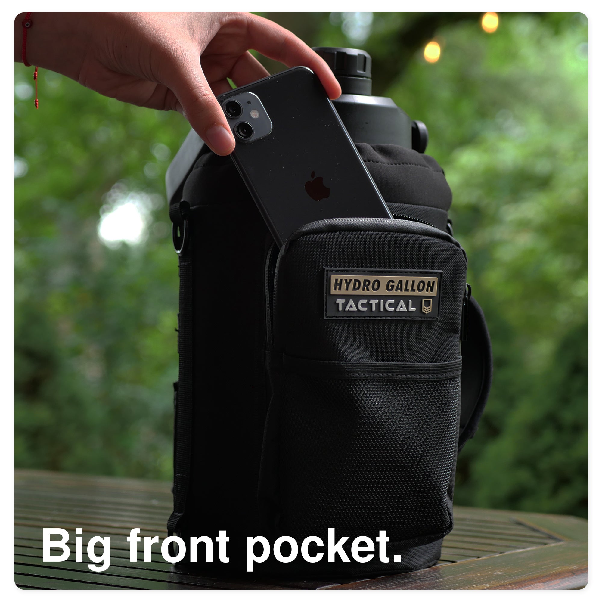 hydro gallon tactical 1 one gallon water bottle jug insulated double wall vacuum stainless steel metal growler shoulder carrying strap pocket molle sleeve military grade army wide mouth dishwasher safe side top handle rugged outdoors tough
