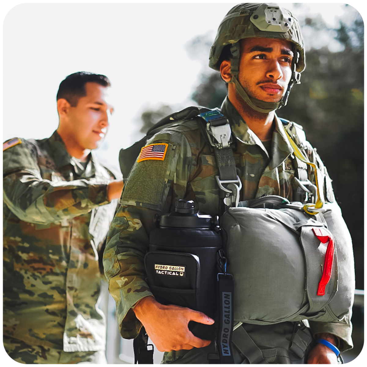 hydro gallon hydrogallon tactical us army one 1 gallon water bottle jug stainless steel metal double wall vacuum insulated pockets shoulder strap crossbody heavy duty keeps ice