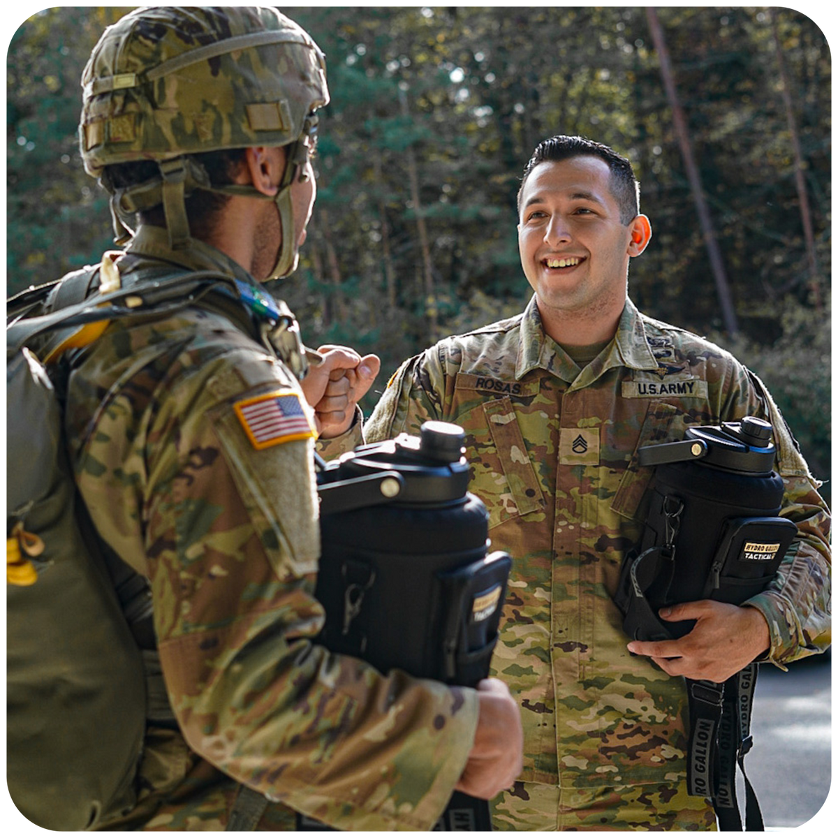 hydro gallon hydrogallon tactical us army one 1 gallon water bottle jug stainless steel metal double wall vacuum insulated pockets shoulder strap crossbody heavy duty keeps ice