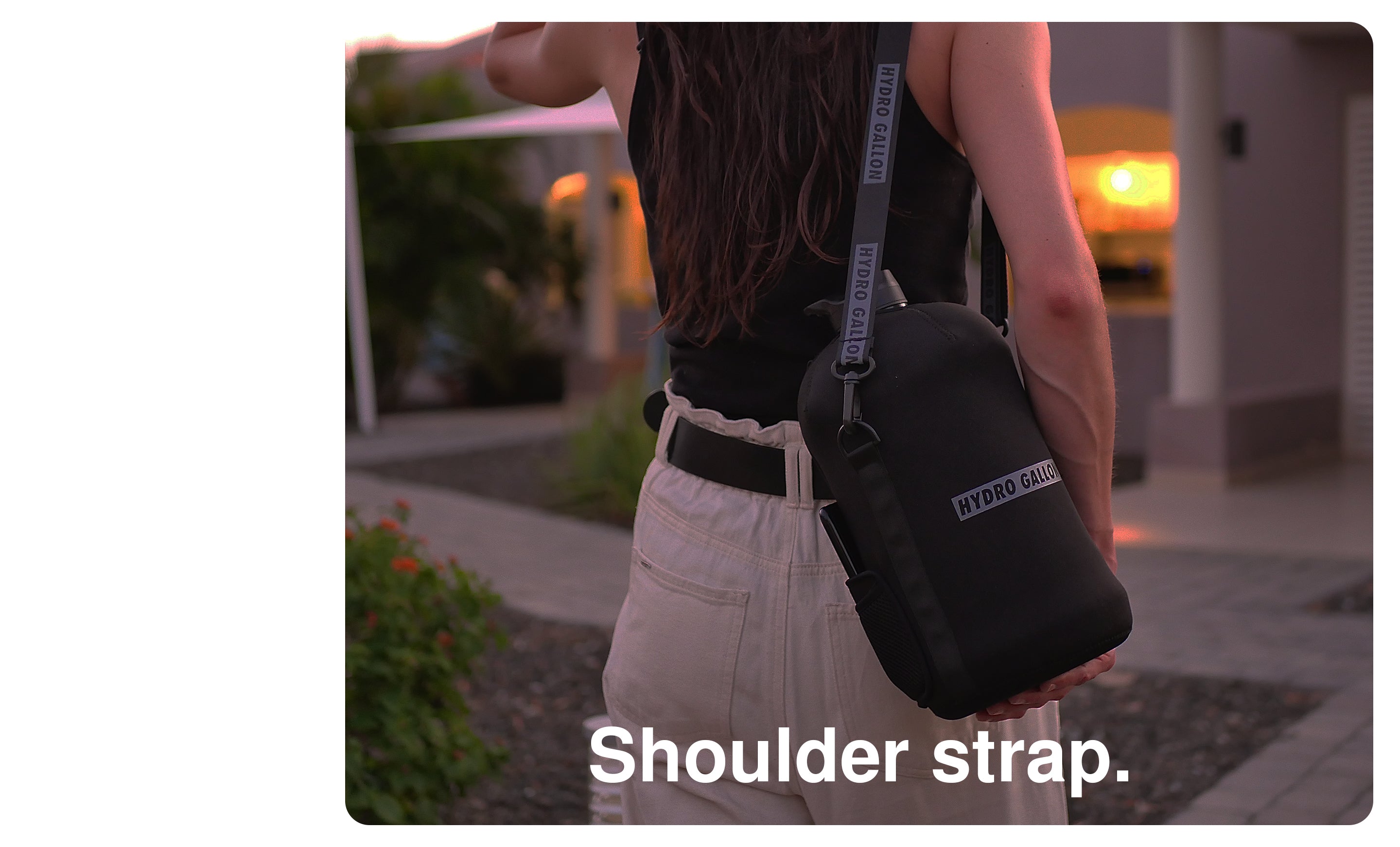 hydro gallon 1 one gallon water bottle jug straw spout lid sleeve shoulder carrying strap pocket for phone keys motivational time markers insulated bpa free leakproof side handle