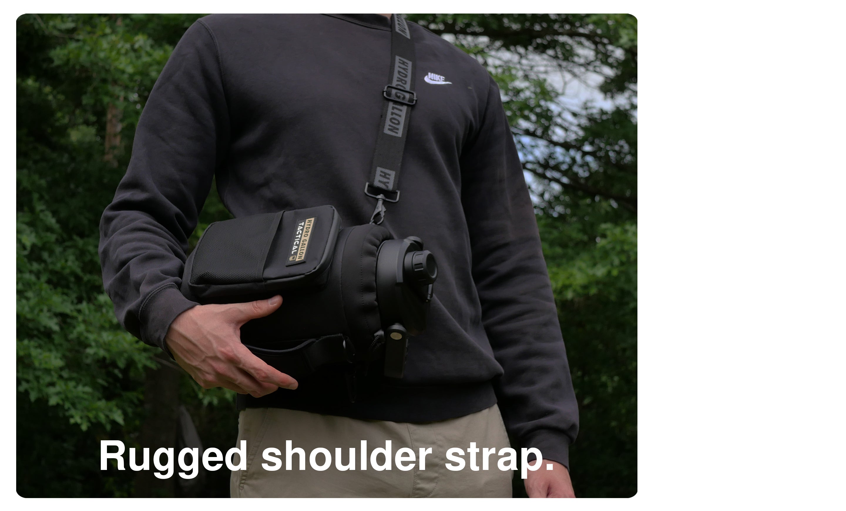 hydro gallon tactical 1 one gallon water bottle jug insulated double wall vacuum stainless steel metal growler shoulder carrying strap pocket molle sleeve military grade army wide mouth dishwasher safe side top handle rugged outdoors tough
