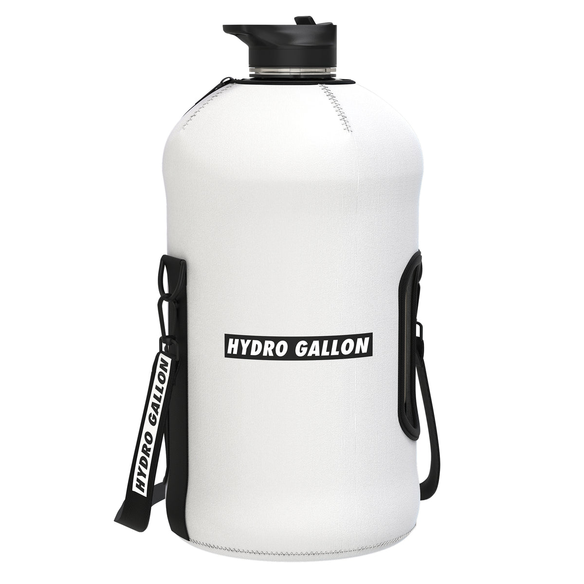 hydro gallon 1 one gallon water bottle jug with sports gym insulated sleeve hydrojug straw handle shoulder strap bpa free leakproof 128 oz time markers